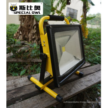 50W COB Super Bright LED Flood Light, lumière de travail, rechargeable, portable d&#39;extérieur, lampe de flood / project, IP67